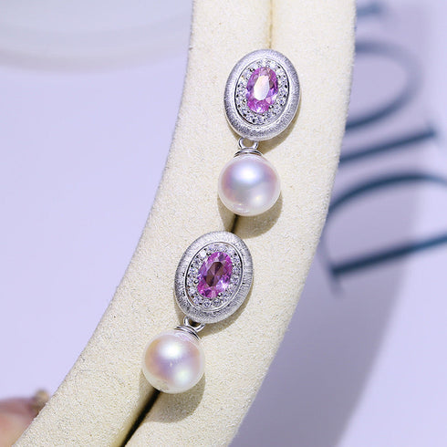 10-11mm Pink Cubic Zirconia Edison Pearl Earrings - May-Lynn Jewelry